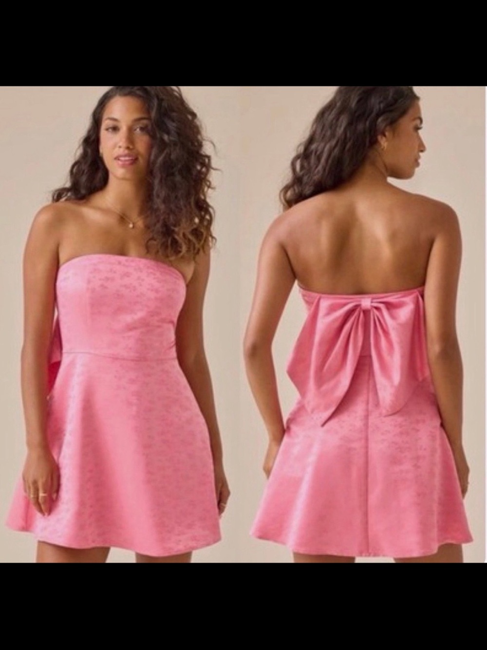 Altar’d State Lilia Strapless Floral Mini Dress Big Bow Back Dress